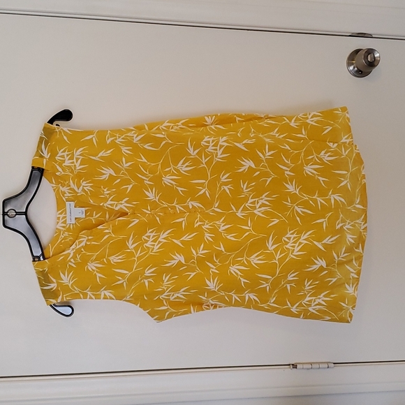 Liz Claiborne Yellow Tank Top w/White Palm Frawns Size Large - Picture 1 of 5